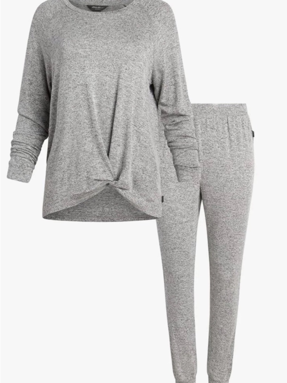 Eddie Bauer Cozy Gray Knit Loungewear Set - Top & Joggers